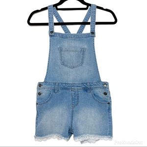 [GIRLS] Denim Short Embroidered Overalls Cat & Jack Size L (10/12)